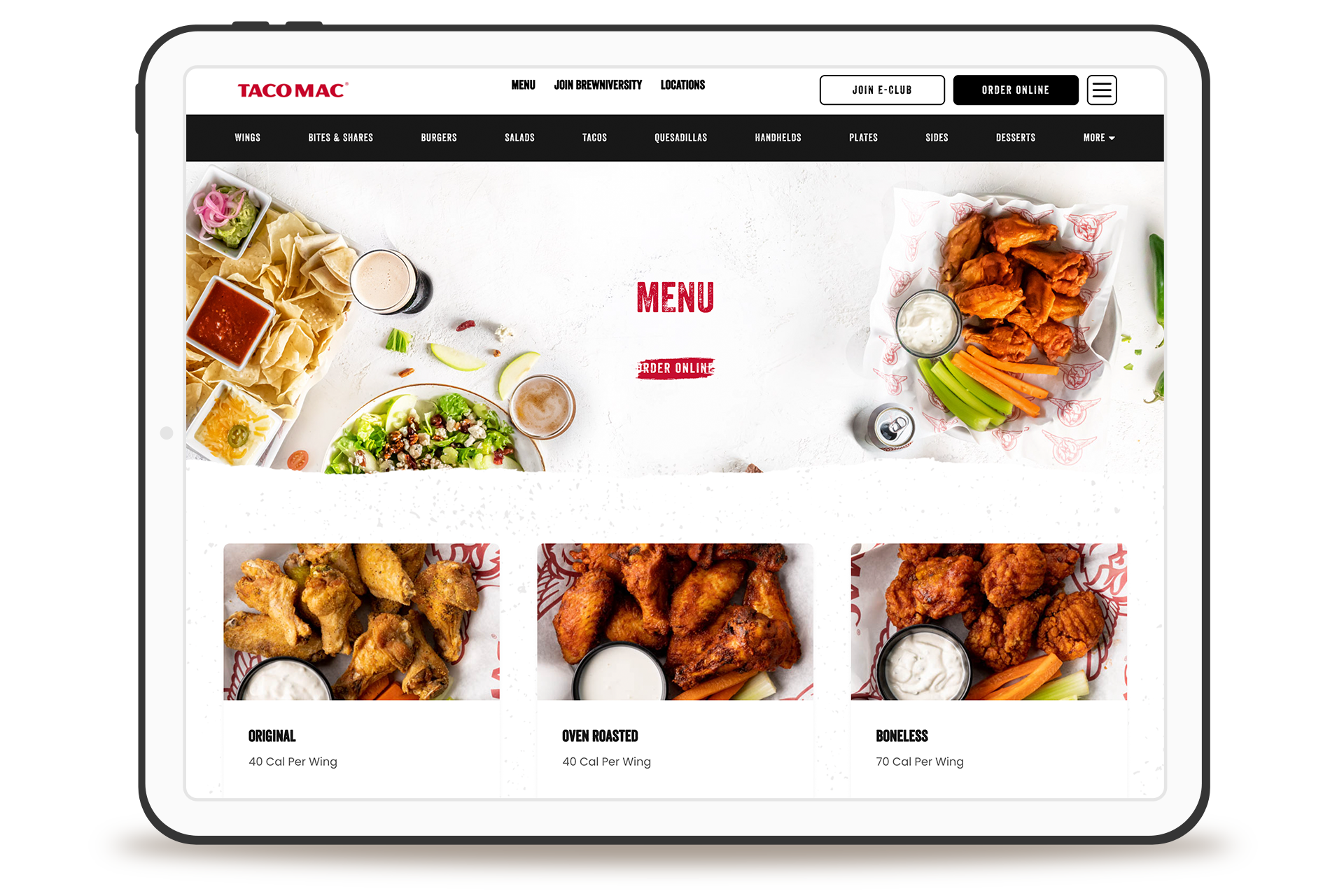 Taco Mac restaurant website design and development