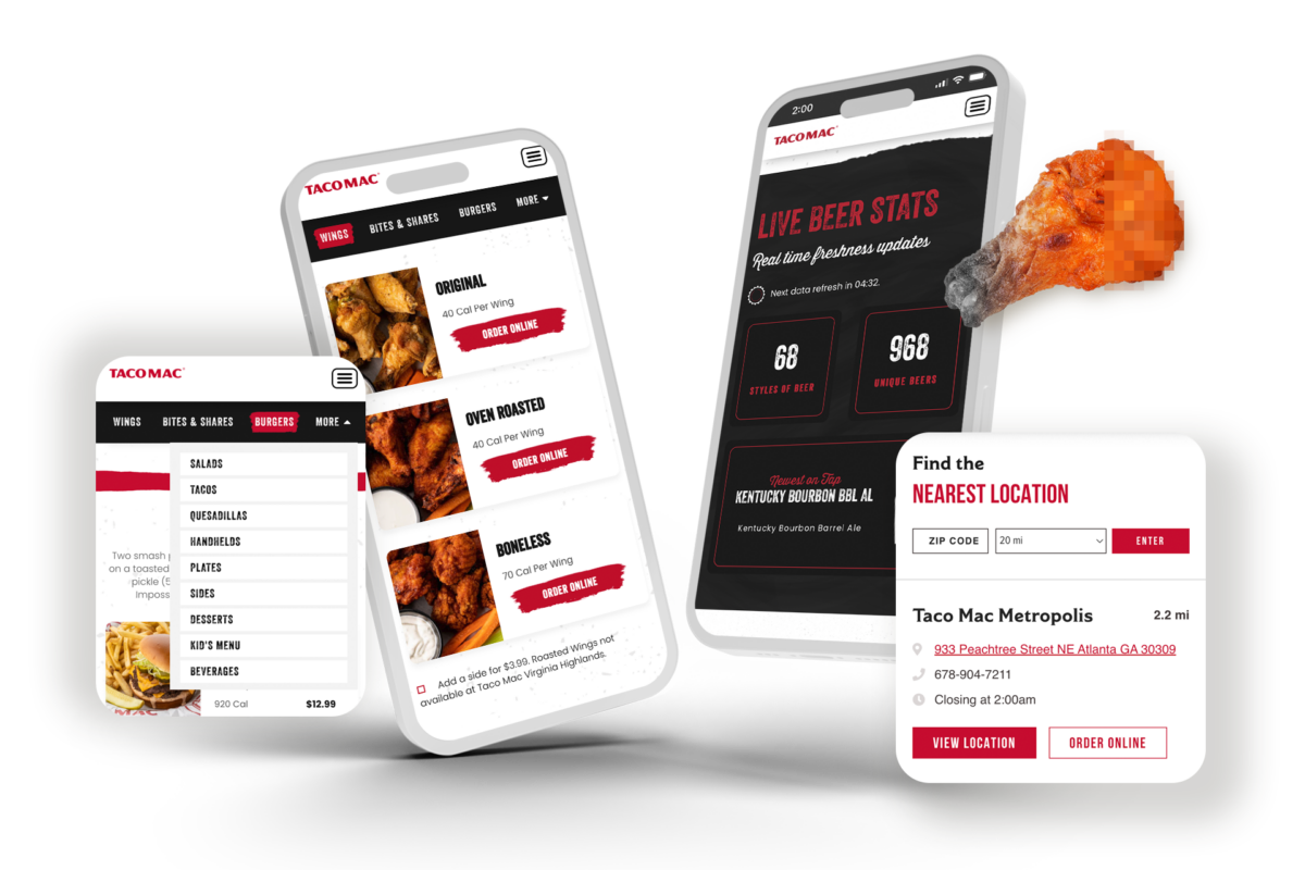 Taco Mac digital experience website design and UX/UI work by Rapturous