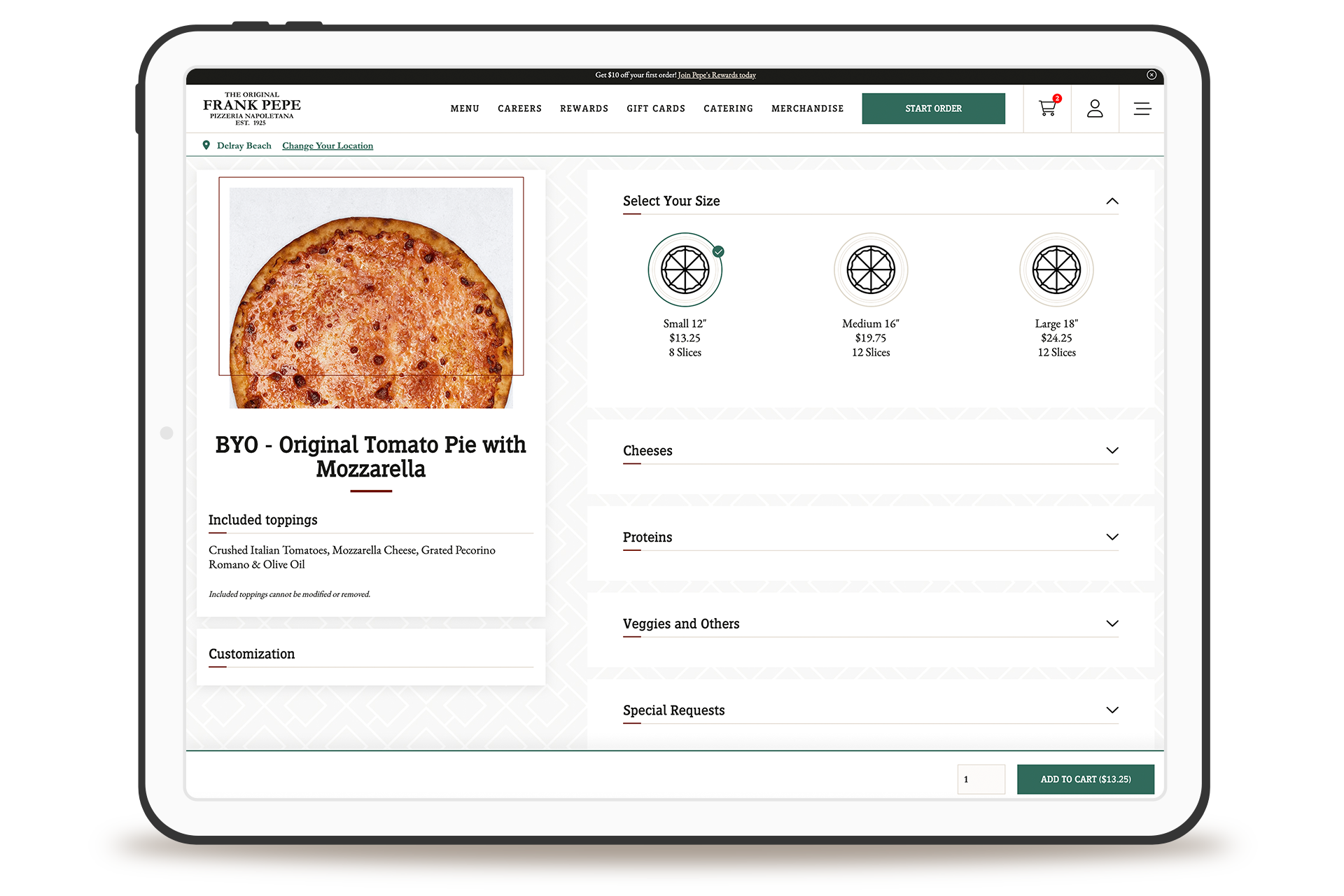 Frank Pepe's Pizzeria restaurant website design and development