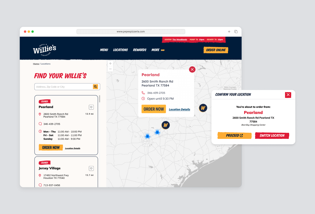 Willie's Grill & Icehouse specials and marketing on new website