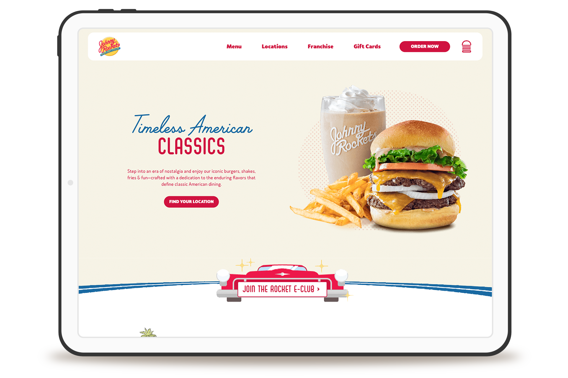 FAT Brands Johnny Rocket's website design and development on multsite platform