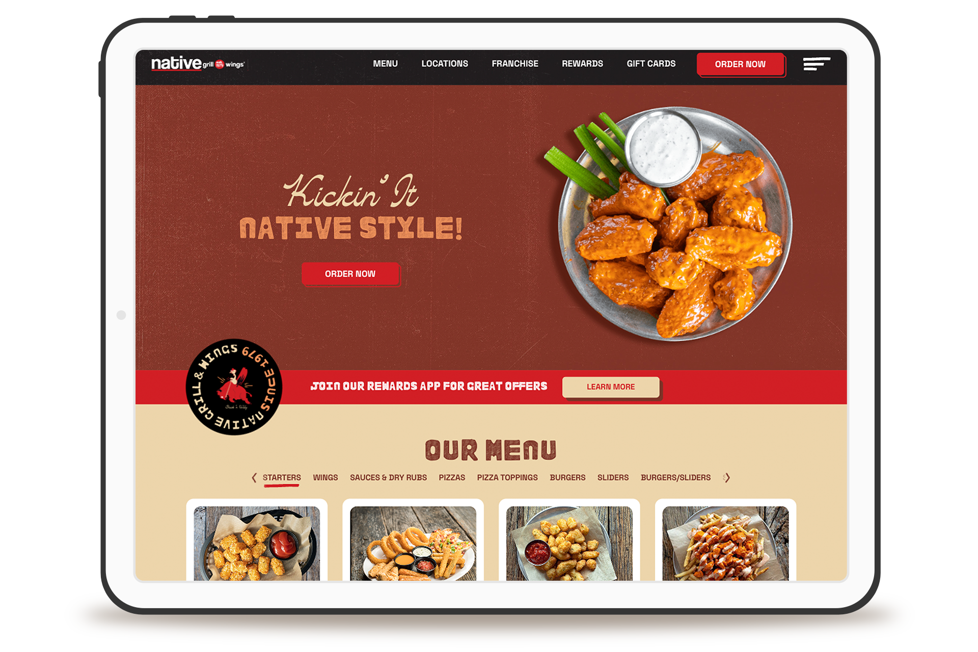FAT Brands Native Grill & Wings website design and development on multsite platform