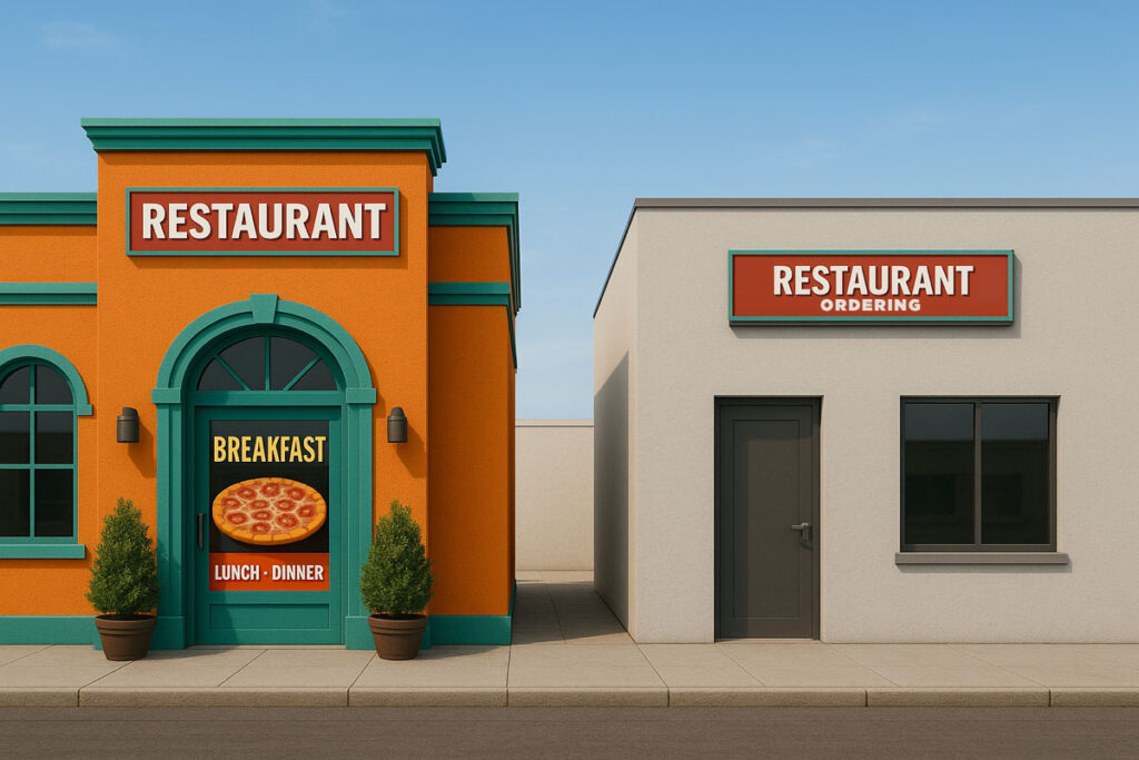 Restaurant online ordering experience that's divided