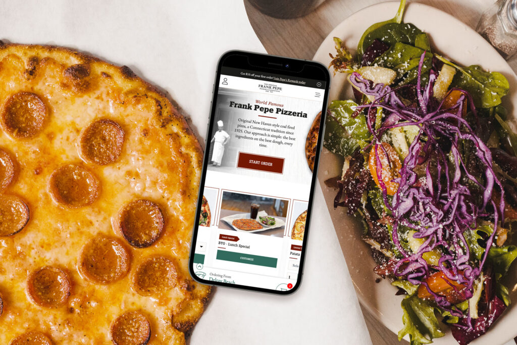 Frank Pepe's PIzzeria custom frontend website design and development