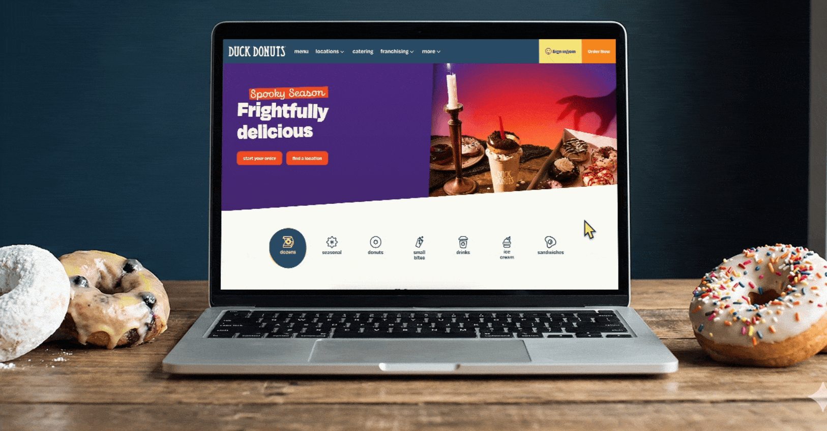 Duck Donuts QSR restaurant custom frontend website design and development