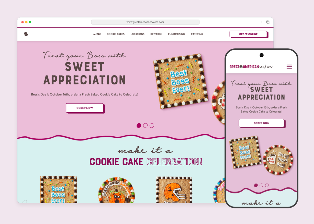 Great American Cookies website design