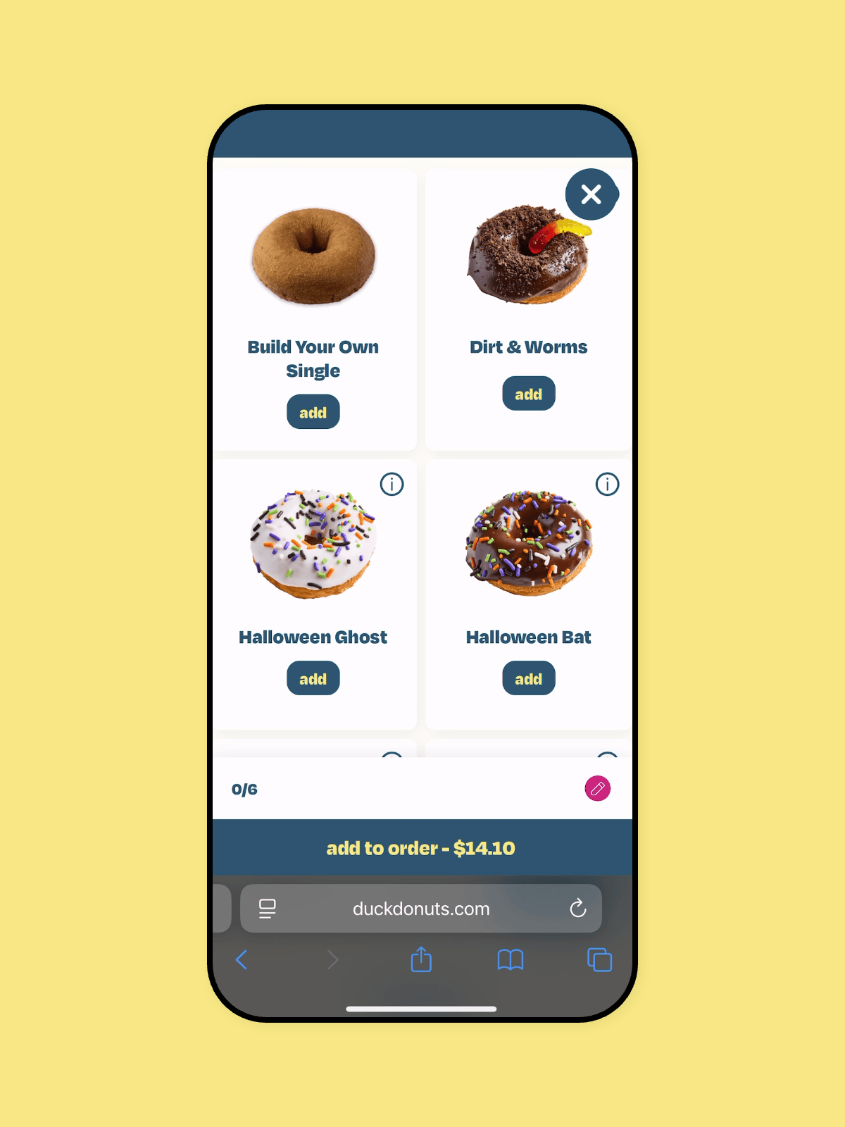 Duck Donuts' custom donut box builder feature on new website