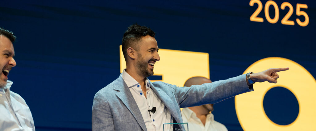 David Feldman accepting the Olo MVP award at Olo's Beyond4 conference